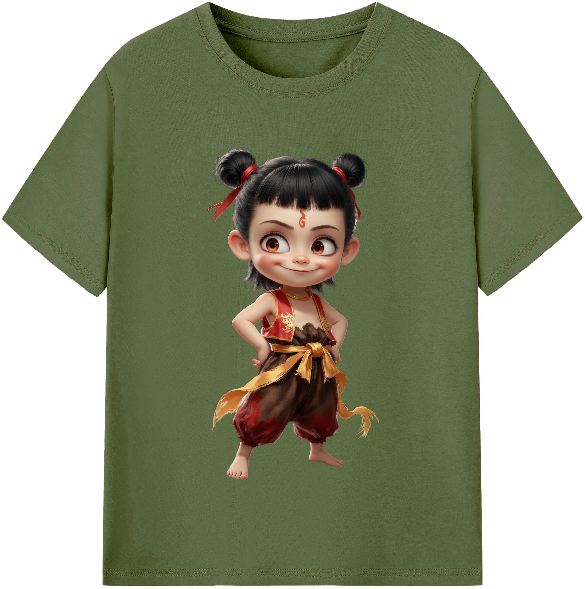 （画像用） Ne Zha 2 ナタ 魔童の大暴れ 綿100％半袖Tシャツ（フロントプリント）